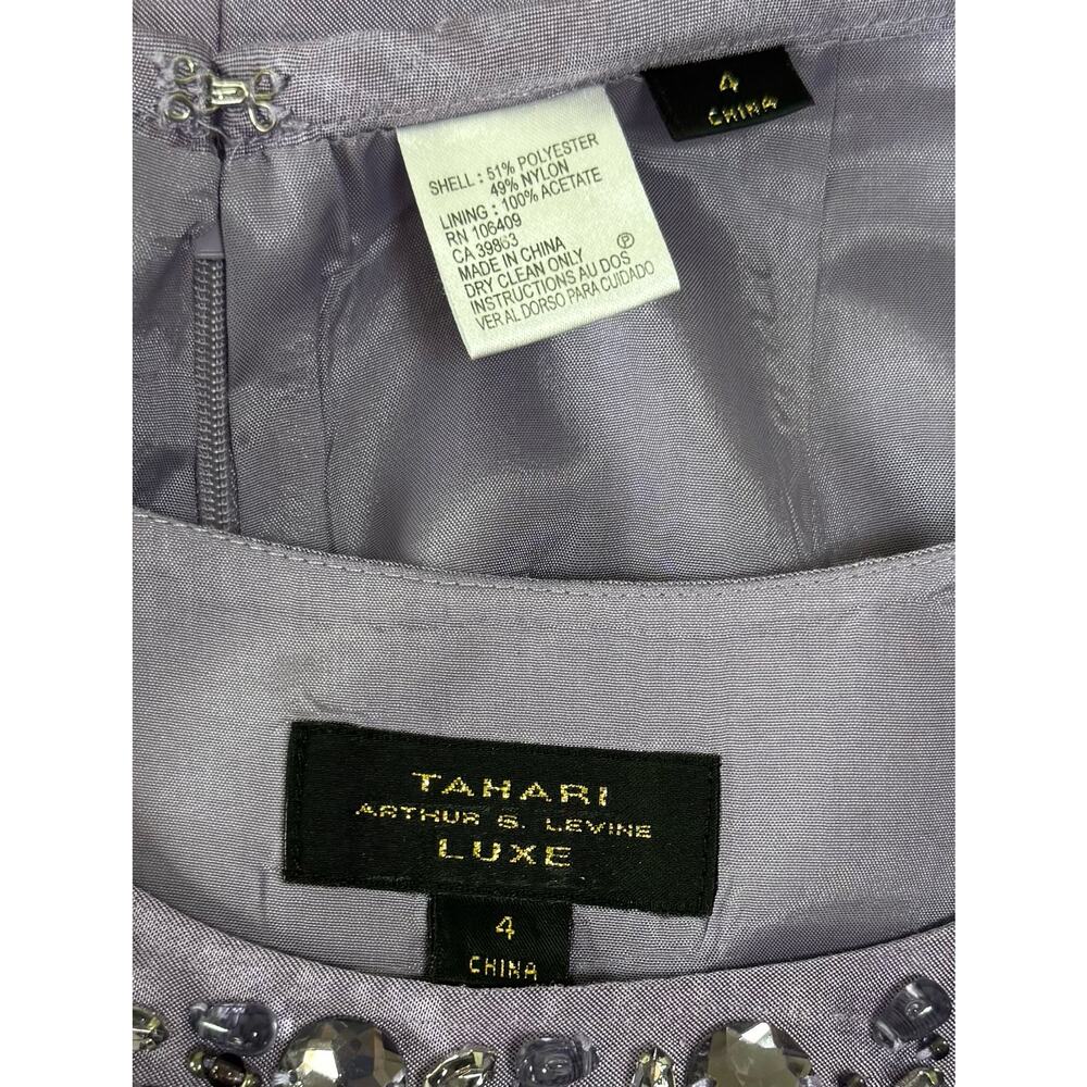Tahari ASL Lux Lilac Lavender Skirt Suit 3 Pc Blazer Top Embellished Beaded Sz 4 - Picture 11 of 13